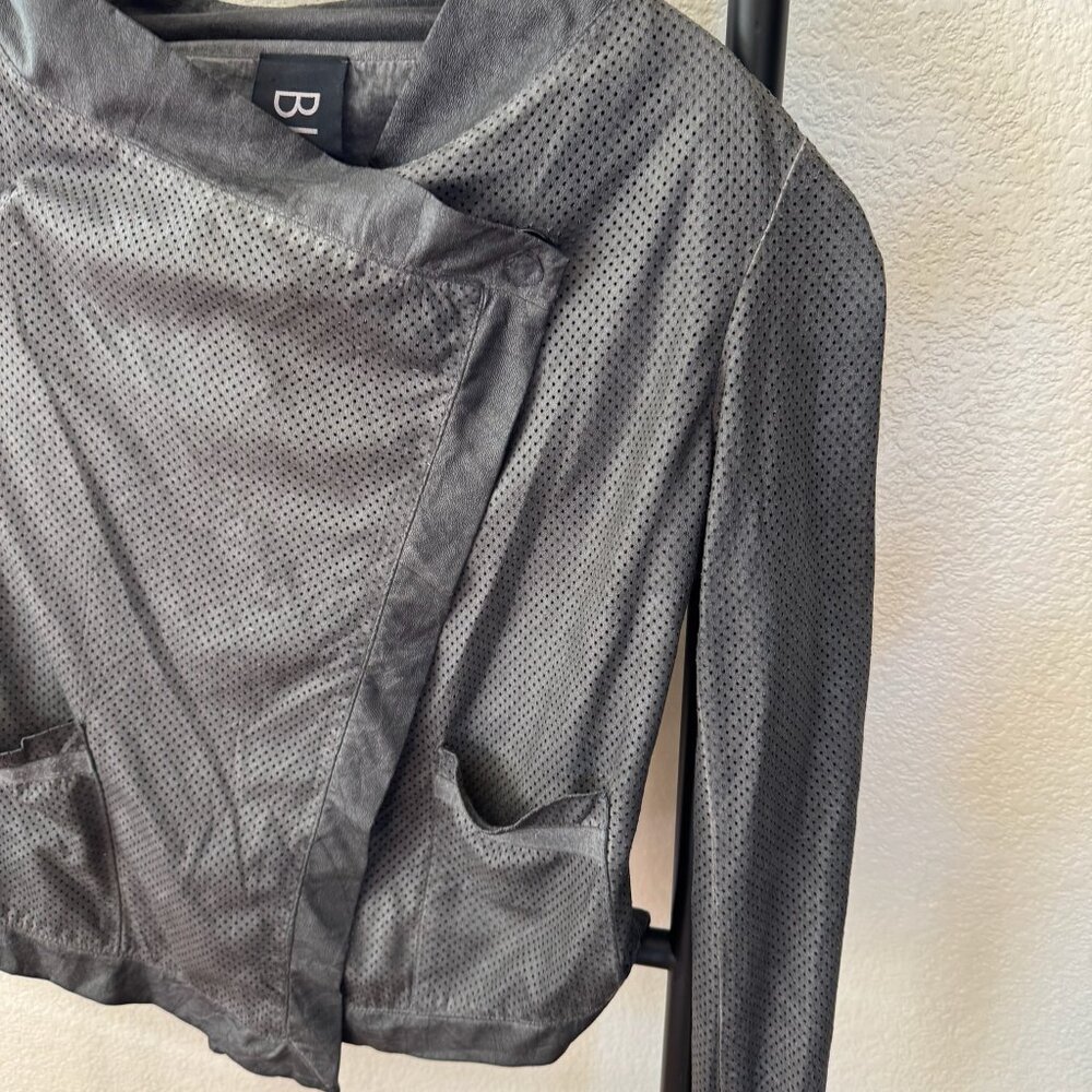 BLACK by K&M Charcoal Gray‎ Perforated Asymmetrical Moto Jacket Size 40 (Small) - Picture 5 of 6